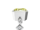 White gold Fancy Yellow Asscher  Milgrain Marquise Diamond Twist Band Ring_62