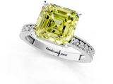 White gold Fancy Yellow Asscher  Milgrain Pave Diamond Engagement Ring with Four-Prong Setting_1