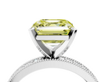 White gold Fancy Yellow Asscher  Milgrain Pave Diamond Engagement Ring with Four-Prong Setting_4