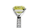 White gold Fancy Yellow Asscher  Milgrain Pave Diamond Engagement Ring with Four-Prong Setting_5