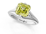 White gold Fancy Yellow Asscher  Solitaire Beaded Band Six-Prong Setting_1