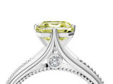 White gold Fancy Yellow Asscher  Solitaire Beaded Band Six-Prong Setting_4