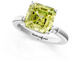 White gold Fancy Yellow Asscher  Solitaire Beaded Band with Four-Prong Setting_1
