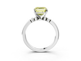 White gold Fancy Yellow Asscher  Solitaire Beaded Band with Four-Prong Setting_3