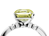 White gold Fancy Yellow Asscher  Solitaire Beaded Band with Four-Prong Setting_4