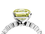 White gold Fancy Yellow Asscher  Solitaire Bezel Accent Diamond Engagement Ring with Beaded Band and Four-Prong Setting_4