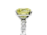 White gold Fancy Yellow Asscher  Solitaire Bezel Accent Diamond Engagement Ring with Beaded Band and Four-Prong Setting_5