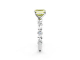White gold Fancy Yellow Asscher  Solitaire Bezel-Set Diamond Ring with Beaded Band and Four-Prong Setting_51