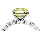 White gold Fancy Yellow Asscher  Solitaire Bezel-Set Diamond Ring with Beaded Band and Four-Prong Setting_52