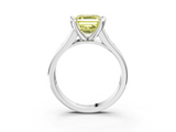 White gold Fancy Yellow Asscher  Solitaire Bezel-Set Diamond Ring with Channel-Set Band_20
