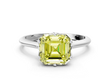 White gold Fancy Yellow Asscher  Solitaire Cathedral Diamond Ring with Six-Prong Setting_22