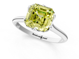 White gold Fancy Yellow Asscher  Solitaire Cathedral Diamond Ring with Six-Prong Setting_23
