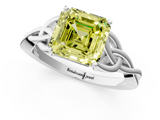 White gold Fancy Yellow Asscher  Solitaire Celtic Knot Engagement Ring with Four-Prong Setting_69