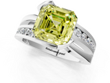 White gold Fancy Yellow Asscher  Solitaire Channel-Set Split Shank Ring with Tension Prong Setting_4