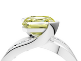 White gold Fancy Yellow Asscher  Solitaire Channel-Set Split Shank Ring with Tension Prong Setting_7