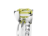 White gold Fancy Yellow Asscher  Solitaire Channel-Set Split Shank Ring with Tension Prong Setting_8