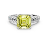 White gold Fancy Yellow Asscher  Solitaire Chevron Pave Diamond Engagement Ring with Six-Prong Setting_3