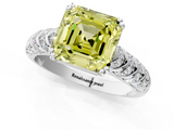 White gold Fancy Yellow Asscher  Solitaire Chevron Pave Diamond Engagement Ring with Six-Prong Setting_4