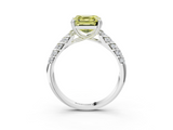White gold Fancy Yellow Asscher  Solitaire Chevron Pave Diamond Engagement Ring with Six-Prong Setting_6