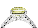 White gold Fancy Yellow Asscher  Solitaire Chevron Pave Diamond Engagement Ring with Six-Prong Setting_7