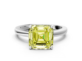 White gold Fancy Yellow Asscher  Solitaire Diamond Engagement Ring with Four-Prong Setting on a Classic Band_20