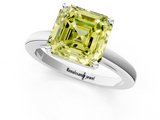 White gold Fancy Yellow Asscher  Solitaire Diamond Engagement Ring with Four-Prong Setting on a Classic Band_21