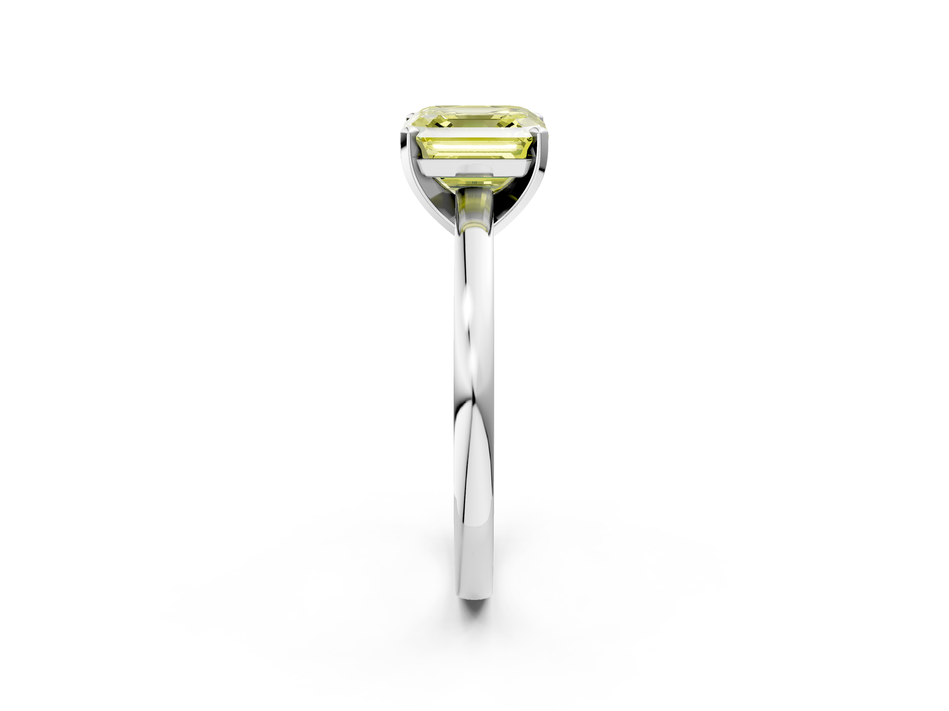 White gold Fancy Yellow Asscher  Solitaire Diamond Engagement Ring with Four-Prong Setting on a Classic Band_21