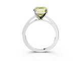 White gold Fancy Yellow Asscher  Solitaire Diamond Engagement Ring with Four-Prong Setting on a Classic Band_23