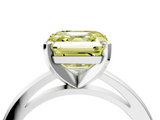 White gold Fancy Yellow Asscher  Solitaire Diamond Engagement Ring with Four-Prong Setting on a Classic Band_24
