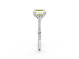 White gold Fancy Yellow Asscher  Solitaire Diamond Engagement Ring with Pave Band and Six-Prong Setting_2