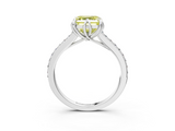 White gold Fancy Yellow Asscher  Solitaire Diamond Engagement Ring with Pave Band and Six-Prong Setting_3