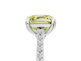 White gold Fancy Yellow Asscher  Solitaire Diamond Engagement Ring with Pave Band and Six-Prong Setting_5