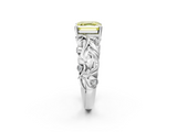 White gold Fancy Yellow Asscher  Solitaire Diamond Leaf Vine Band with Prong Setting_19