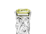 White gold Fancy Yellow Asscher  Solitaire Diamond Leaf Vine Band with Prong Setting_21