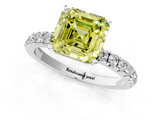 White gold Fancy Yellow Asscher  Solitaire Diamond Pavé Band with Four-Prong Setting_1