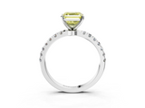White gold Fancy Yellow Asscher  Solitaire Diamond Pavé Band with Four-Prong Setting_3