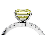 White gold Fancy Yellow Asscher  Solitaire Diamond Pavé Band with Four-Prong Setting_4