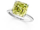 White gold Fancy Yellow Asscher  Solitaire Diamond Ring with 4-Prong Setting on a Classic Band_4
