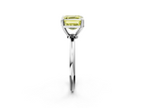 White gold Fancy Yellow Asscher  Solitaire Diamond Ring with 4-Prong Setting on a Classic Band_5