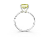 White gold Fancy Yellow Asscher  Solitaire Diamond Ring with 4-Prong Setting on a Classic Band_6