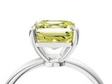White gold Fancy Yellow Asscher  Solitaire Diamond Ring with 4-Prong Setting on a Classic Band_7