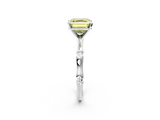 White gold Fancy Yellow Asscher  Solitaire Diamond Ring with Bamboo Band and Four-Prong Setting_19