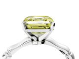White gold Fancy Yellow Asscher  Solitaire Diamond Ring with Bamboo Band and Four-Prong Setting_21