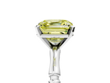 White gold Fancy Yellow Asscher  Solitaire Diamond Ring with Bamboo Band and Four-Prong Setting_22