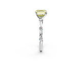 White gold Fancy Yellow Asscher  Solitaire Diamond Ring with Bezel Set Side Stones and Prong Setting_2