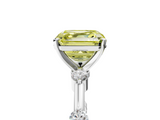 White gold Fancy Yellow Asscher  Solitaire Diamond Ring with Bezel Set Side Stones and Prong Setting_5