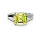 White gold Fancy Yellow Asscher  Solitaire Diamond Ring with Cathedral Band and Four-Prong Setting_66