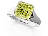 White gold Fancy Yellow Asscher  Solitaire Diamond Ring with Cathedral Band and Four-Prong Setting_67