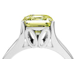 White gold Fancy Yellow Asscher  Solitaire Diamond Ring with Cathedral Band and Four-Prong Setting_70