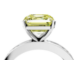 White gold Fancy Yellow Asscher  Solitaire Diamond Ring with Channel-Set Baguette Band and Four-Prong Setting_21